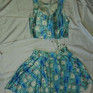 Adventure Time Bmi crop top & mini skirt